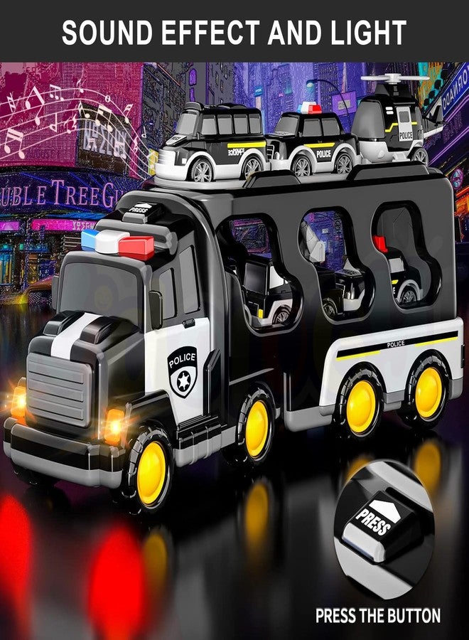 Kidology 5-in-1 Friction-Powered Police Truck Toy Set with Music for Kids Ages 3+ | Montessori Educational Transport Carrier Vehicle Toy for Boys & Girls, Fun Birthday Gift - Image 4